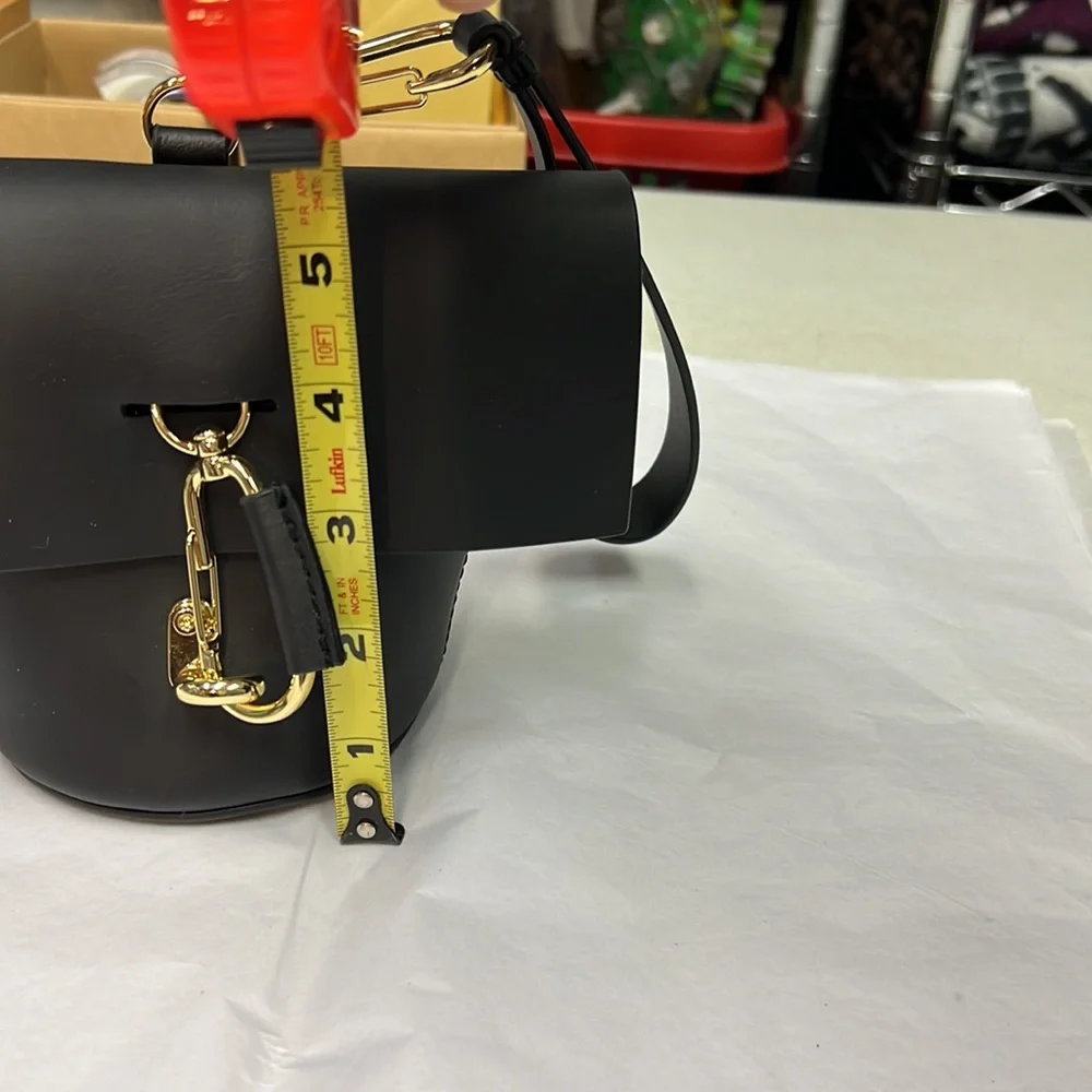 Zac Posen Black Leather Wristlet with Gold Hardware